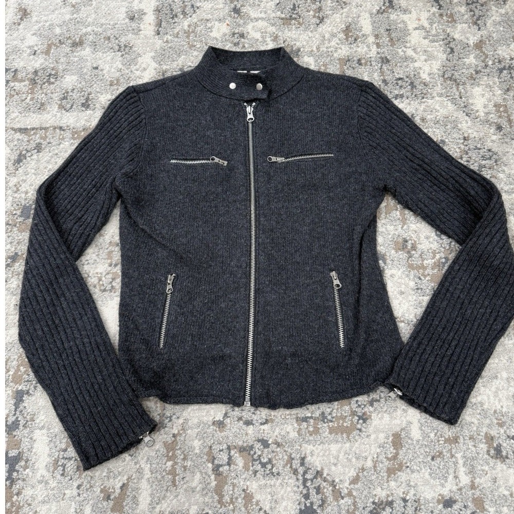 Next Era Women's Size M Gray Moto Jacket Full Zip Wool Blend